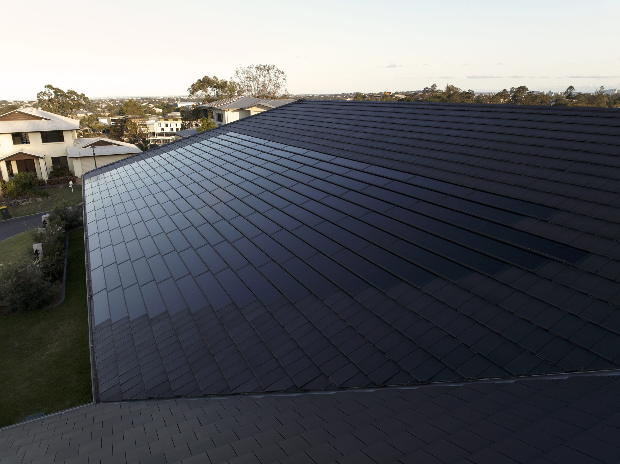 Aerial view of a completed Volt roof at Chermside, Queensland